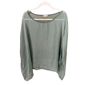 Silk Sheer Blouse OS Made in Italy Sage Green Romantic Ethereal Balletcore Boho‎